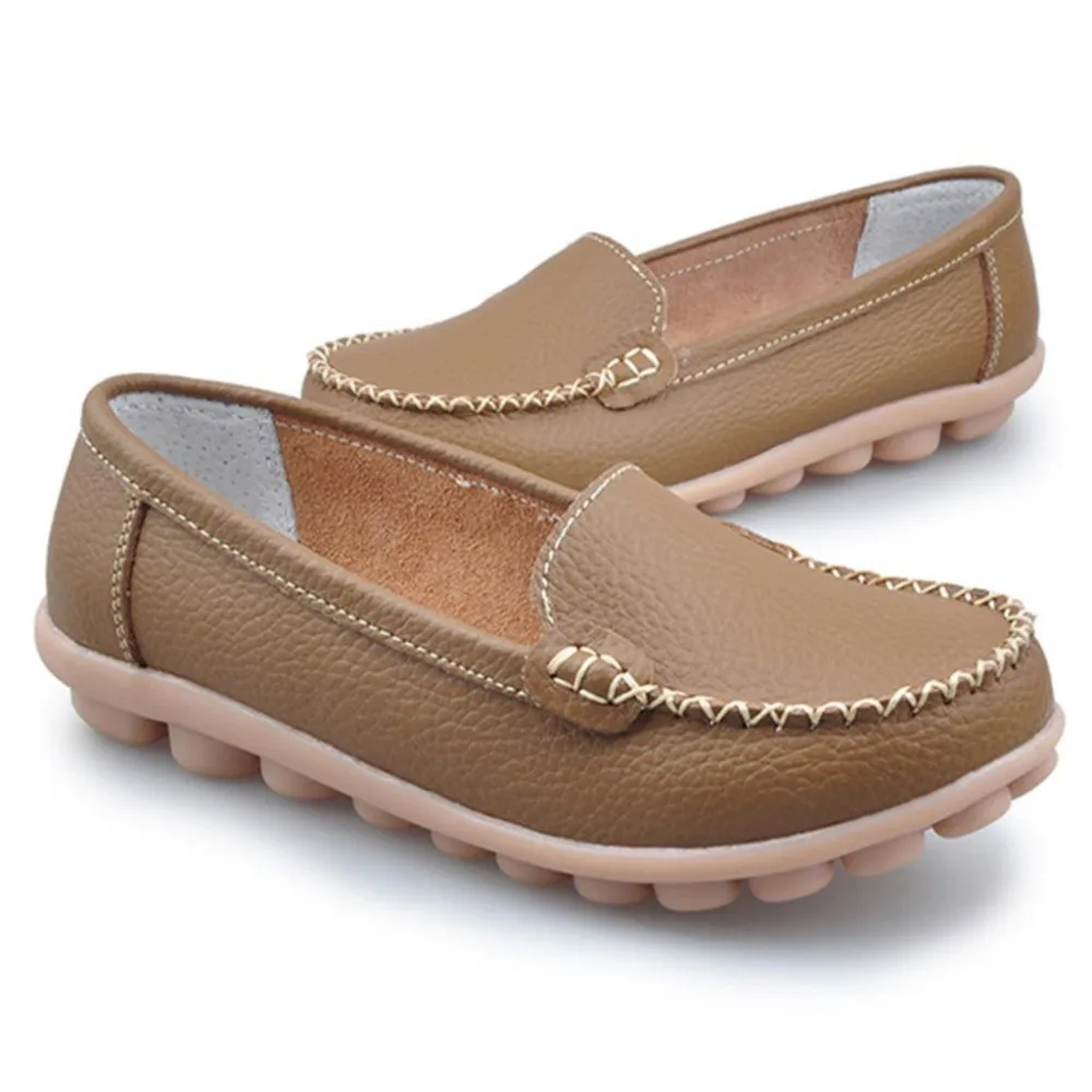 Женская обувь на плоской подошве лоферы без шнуровки кожаная Мокасины женская