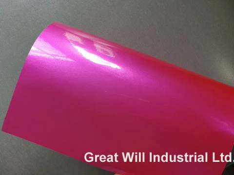 pink GWPL607 Глянцевые конфеты, виниловая пленка для обертывания с воздушными пузырьками, яркие глянцевые автомобильные обертывания, стиль, известность, Размер 1,52*20 м/рулон - Название цвета: pink GWPL607