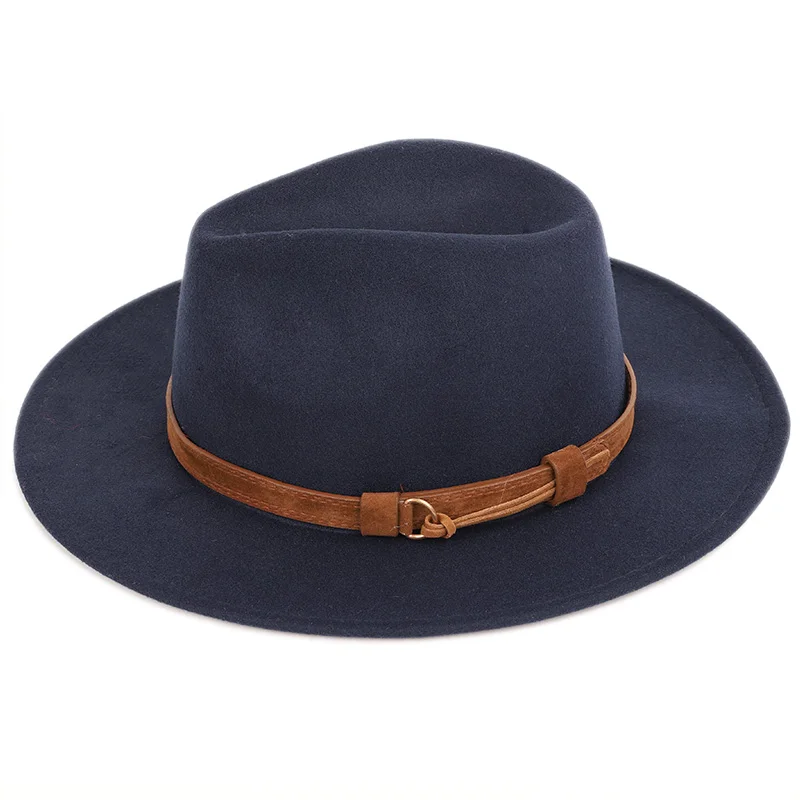 Men's wool warm shallow top fedora fashion trend unisex caps solid color 60CM large size hats male classic bone bowler hat man |