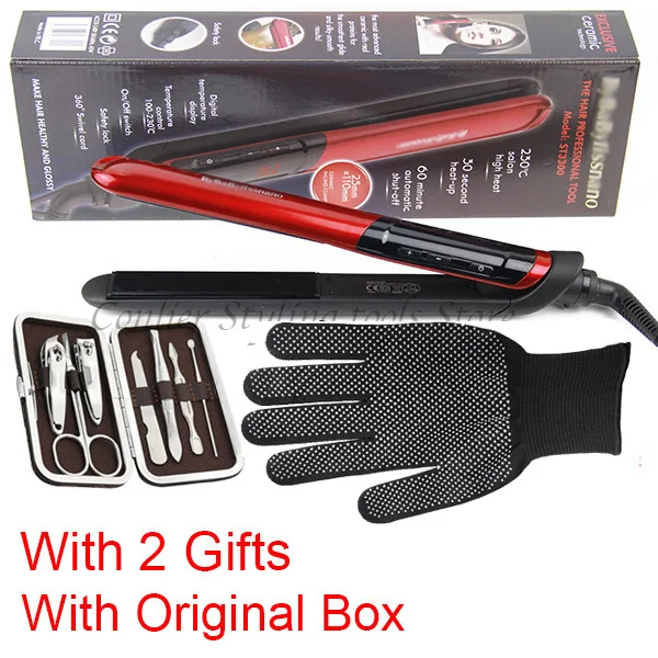 2 gifts with box Профессиональные 2 в 1 щипцы для завивки волос и выпрямитель для ухода за волосами Инструменты для укладки керамического покрытия волнистые Волшебные щипцы для завивки волос стайлер - Цвет: 2 gifts with box