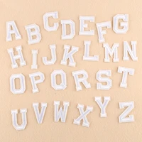 1pc a z white english alphabet letter embroidered iron sewing on applique patch clothes apparel bags diy garment accessories