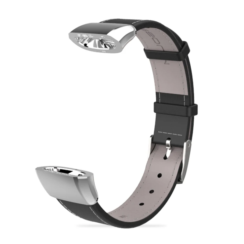Silver Black Mijobs ремешок из натуральной кожи для huawei Band 2 pro B19 B29 спортивные наручные часы браслет для huawei Watch 2 Band умный Браслет - Цвет: Silver Black