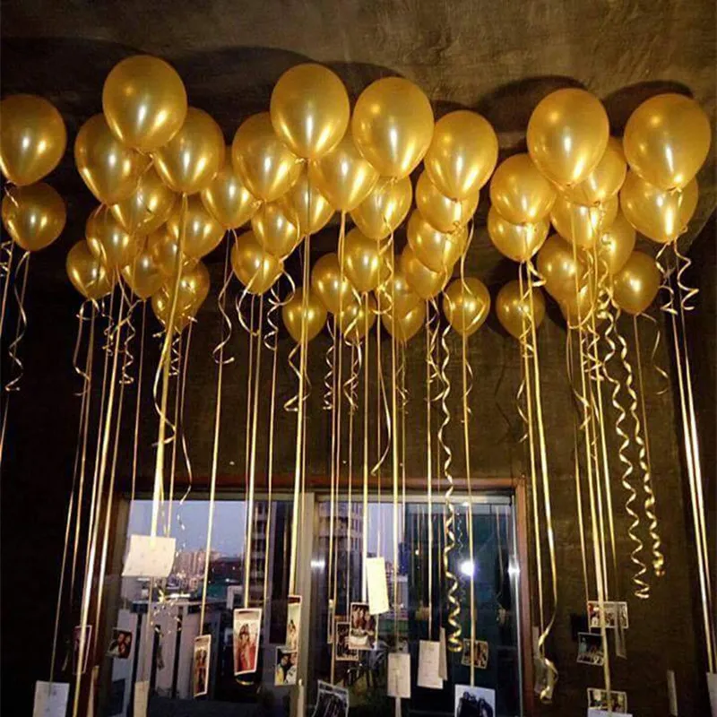 100pcs/lots wholesales 10inch 1.5g Round latex balloons birthday wedding party Gold balloon Pearlized color | Дом и сад