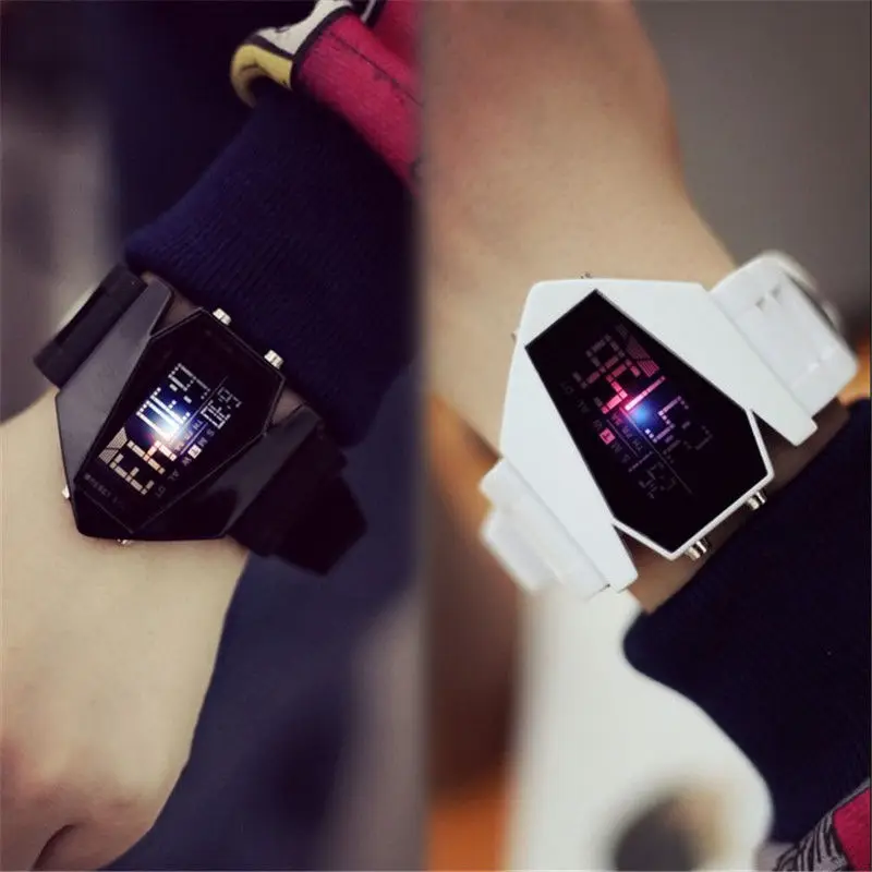 Мода мужчины из нержавеющей стали черный спорт цифровой светодиодов