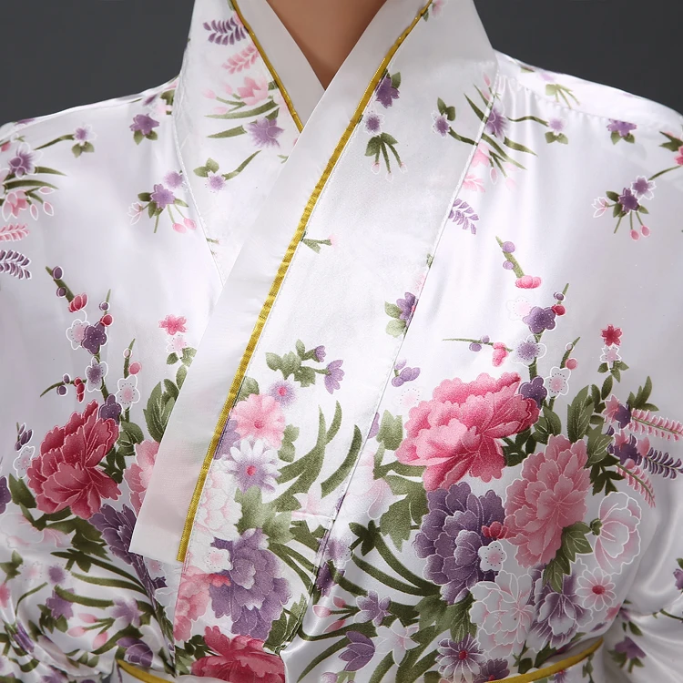 Белое винтажное японское женское кимоно Yukata Haori с Obi вечернее платье костюм для