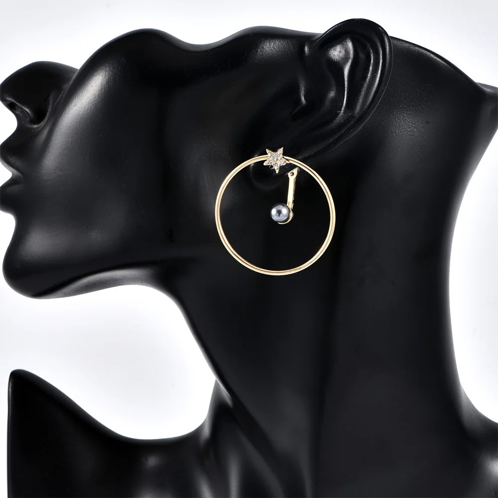 8 сезонов простые геометрические серьги-гвоздики стразы пентаграмма жемчуг круг