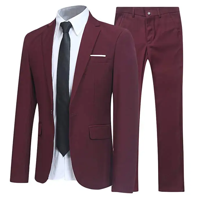 Slim Fit 2 Pieces Suit For Men Suits One Button Casual/Formal/Wedding Tuxedo Blazer Jacket & Trousers