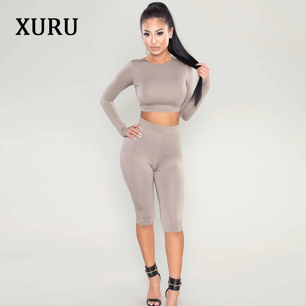 Женские Эластичные комбинезоны XURU однотонные Комбинезоны из двух предметов с