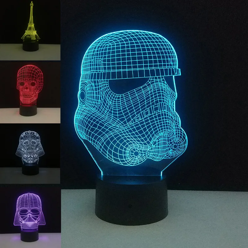 Звездные светодио дный войны герой LED 3D ночные светильники Настольная лампа 7