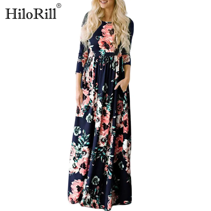 HiloRill длинное платье макси с цветочным принтом Boho пляжное туника Бандажное