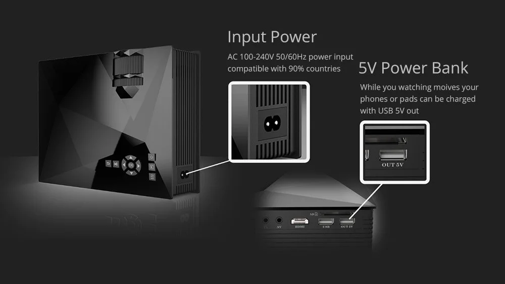 UC68H мини светодиодный проектор 2000 люмен UC46 обновление видео проектор 800x480 wifi Поддержка Miracast светодиодный проектор для домашнего кинотеатра