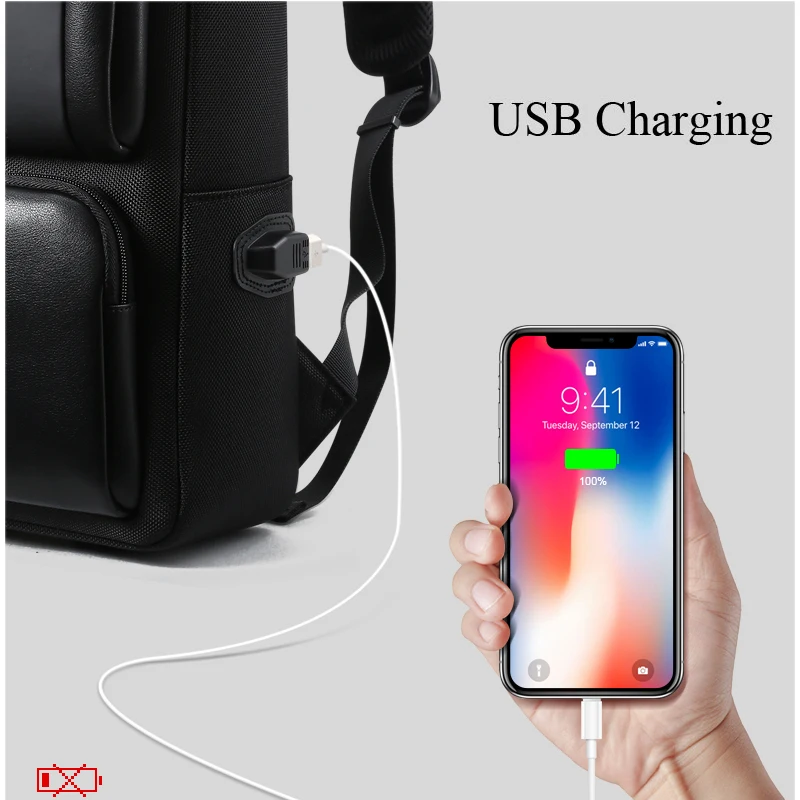 BOPAI рюкзак для ноутбука с USB внешним зарядным портом для 15,6 дюймового ноутбука, Мужская Противоугонная Водонепроницаемая дорожная сумка большой емкости