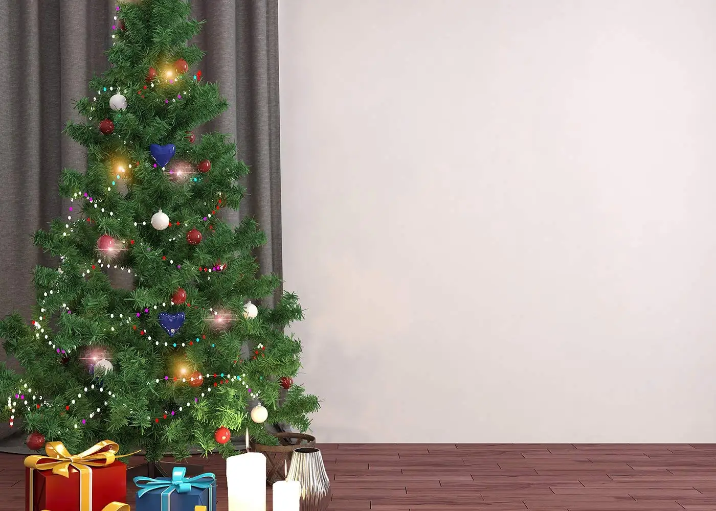7x5ft красивая рождественская елка окруженная широким разнообразием подарков фон