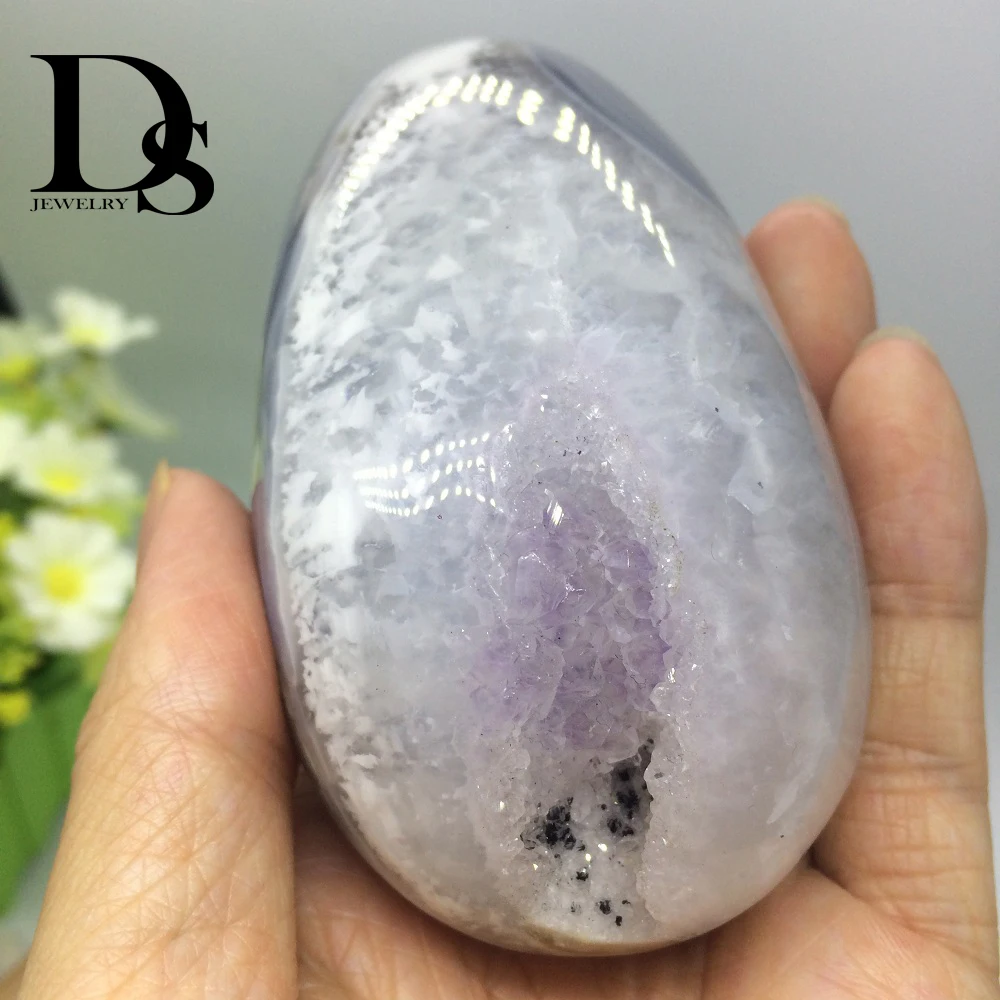 Природный Агат кластер геоде Йони Статуэтка яйца Drusy Кристалл нефрит КВАРЦЕВЫЙ