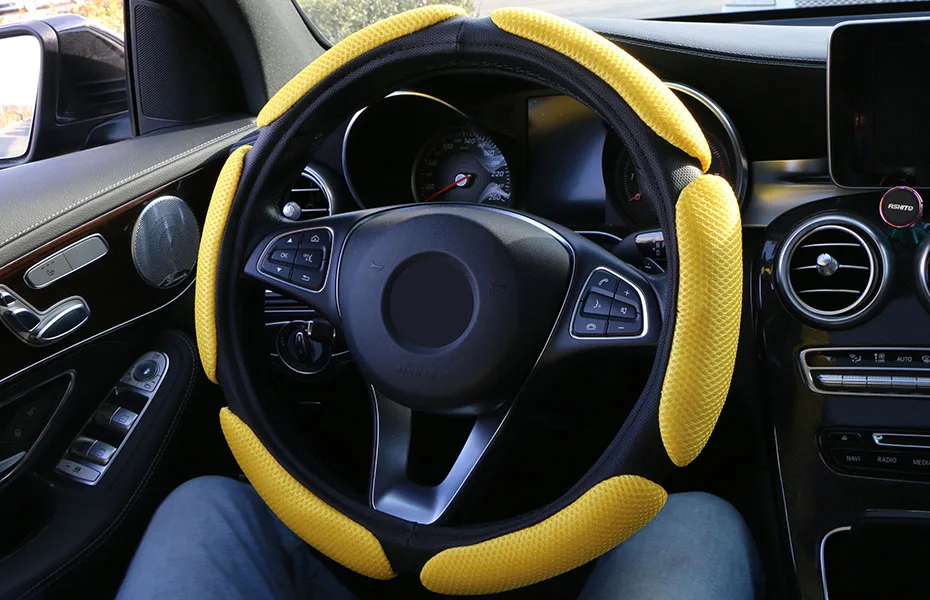Противоскользящий чехол рулевого колеса автомобиля 3D дизайн/сетка дышащий автомобильный оплетка оплетки протектор Универсальный 38 см/15 дюймов
