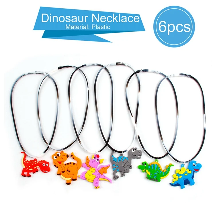 Dinosaur Necklace 6p Вечерние товары с динозавром русалочкой, подарок, вечерние сувениры, индивидуальный подарок, выбор для детского праздника, день рождения, юбилей - Цвет: Dinosaur Necklace 6p
