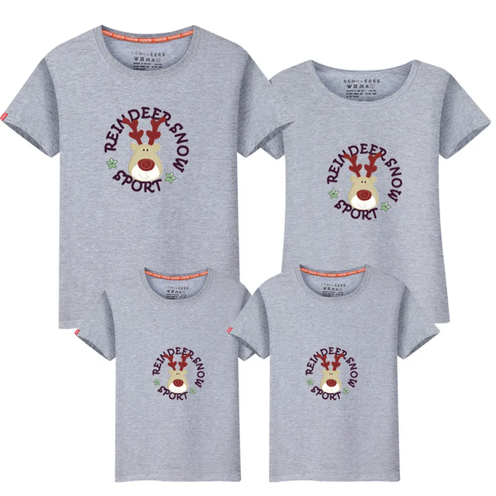 1 piece 95% Cotton T-shirts Sport Deer family clothing sets boyfriends girlfriend outfit matching T-shirt Large Size 5XL | Мать и ребенок