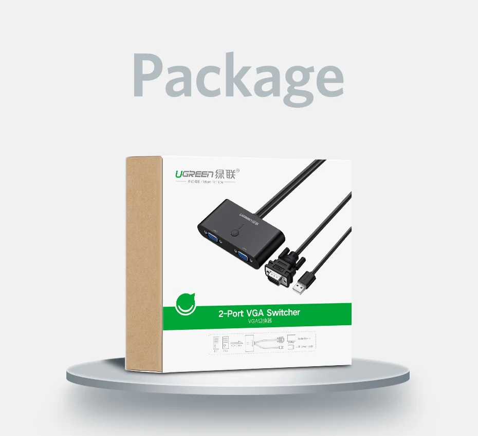 Ugreen 2 порта VGA коммутатор 1920*1440 USB переключатель аудио видео VGA коммутатор 2 шт. 1 монитор переключение для ТВ коробка ноутбук проектор