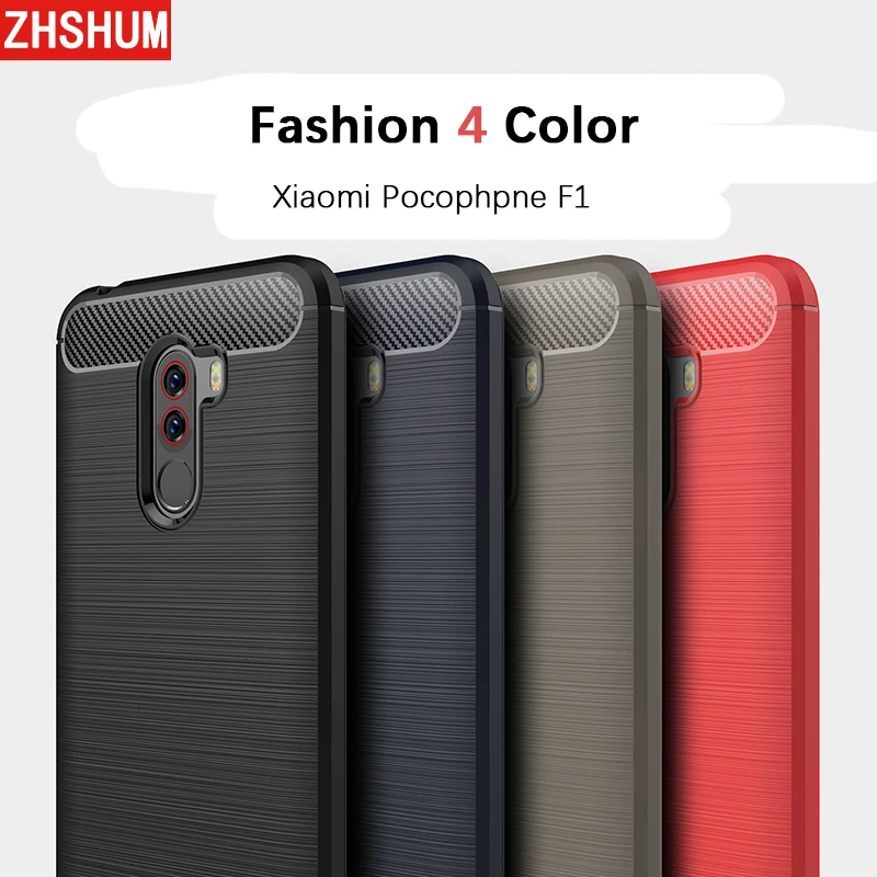 Чехол из углеродного волокна с узором для Xiaomi Pocophone F1 Poco мягкий силиконовый