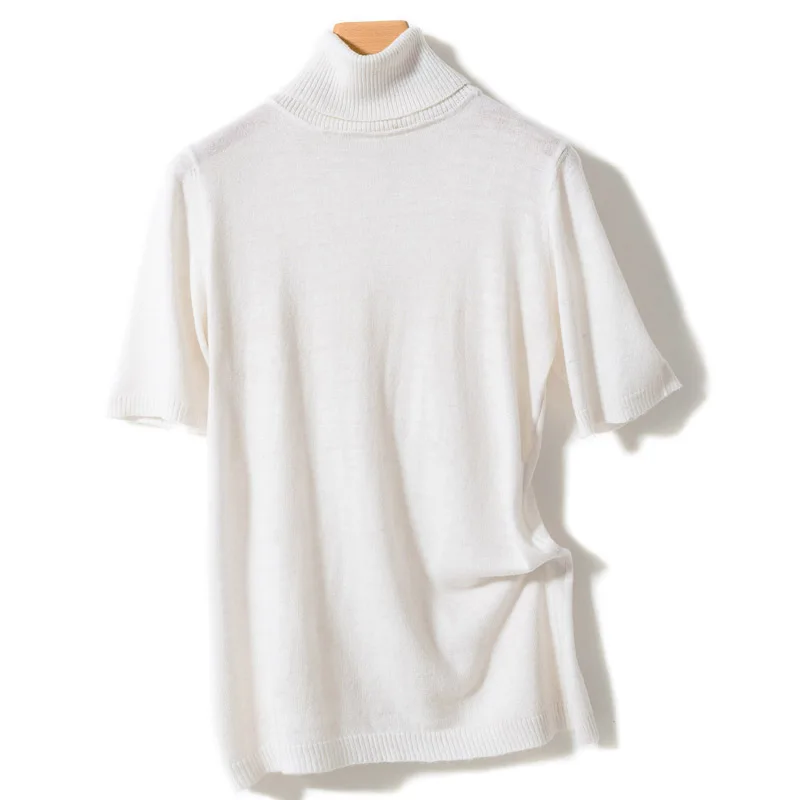 Spring Summer Autumn New Knit Fiber Women's Ladies Short Sweater Pullover Wild fashion sexy flexible large size high collar thin | Женская