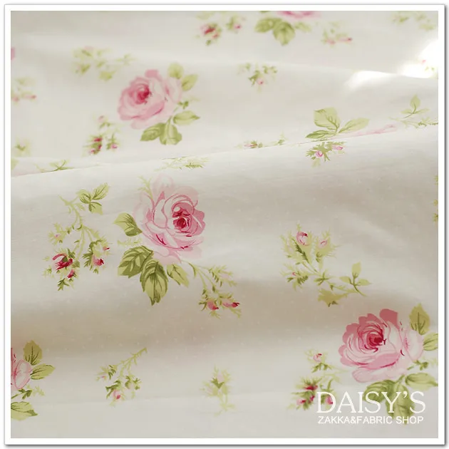 160 x 50cm Twill Cotton Fabric - White Polka Dots on Rose, Lightweight DIY Summer Sheets, Baby Quilt Material, 170g/m image 2