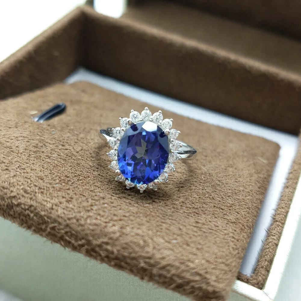 FLZB, высокое качество Сапфир Цвет Топаз драгоценный камень 5,5 ct OV 8*10 мм 925 пробы серебряные ювелирные изделия обручальное кольцо