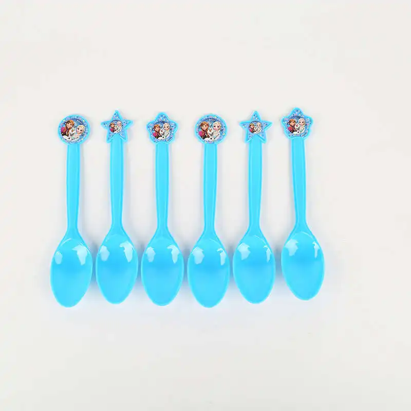 6pcs Spoon Холодное сердце принцесса Снежная королева украшение для торта на день рождения на тему "Лошадки карусели" вечерние украшения Детские вечерние принадлежности для девочек украшения набор посуды - Цвет: 6pcs Spoon