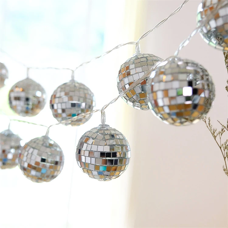 10Led 5cm Fairy Mirror Mosaic Battery Operated String Light 1.5m LED Decoration For Christmas Garland New Year gerlyanda 2018 | Лампы и