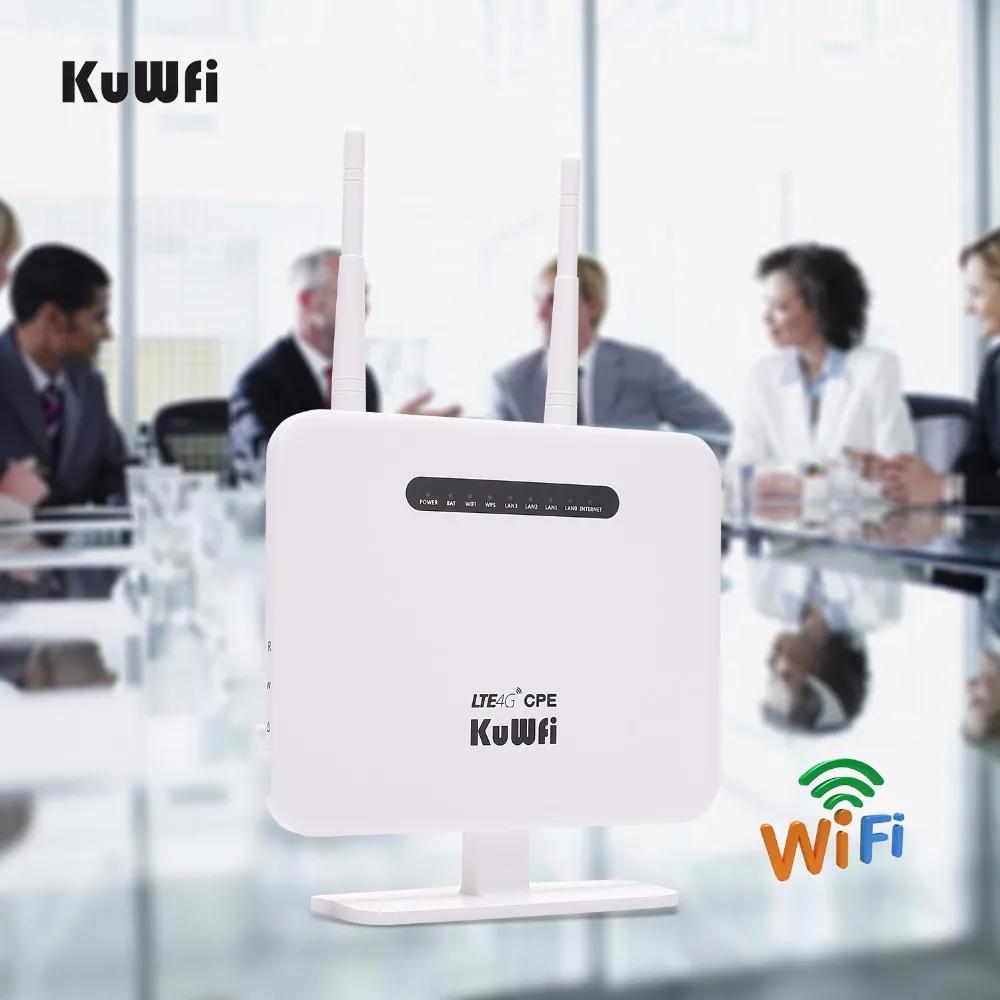 KuWFi разблокирован 300 Мбит/с 4G LTE CPE Wifi маршрутизатор с портом LAN Слот для sim карты