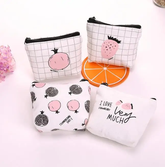 Stawberry canvas gift bag cartoon fruits pomegranate purse coin bag wedding birthday party favors