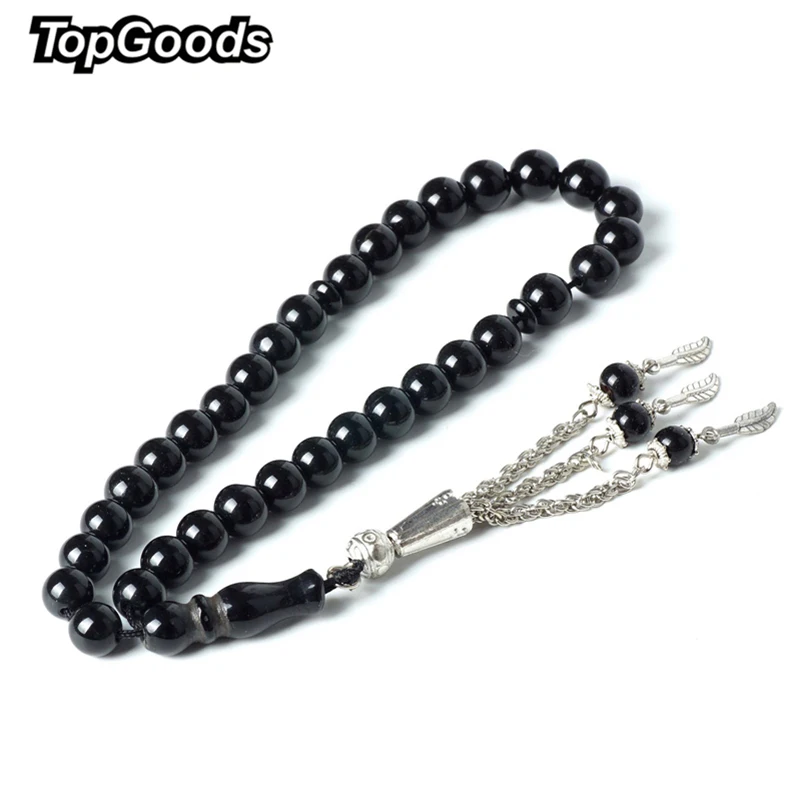 TopGoods браслет для молитвы из натурального камня розари черного агата исламских