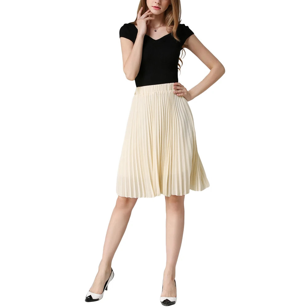 Модная элегантная плиссированная юбка Осень зима 2017 шифоновая тонкая с высокой