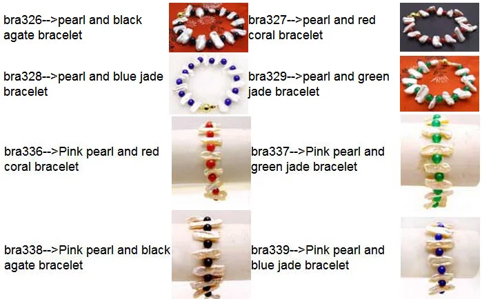 Qingmos Green Bracelet for Women &amp Natural 20-25mm Freshwater Biwa Pearl and 6mm Round Black beads 7.5''-bra372 Free Shipping |
