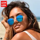 Солнцезащитные очки унисекс LeonLion, металлические овальные, зеркальные, классические, винтажные, уличные, для вождения, UV400, 2021