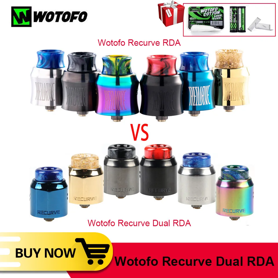 Оригинальный испаритель Wotofo Recurve RDA VS Dual Vape Tank для восстановления атомайзера 510