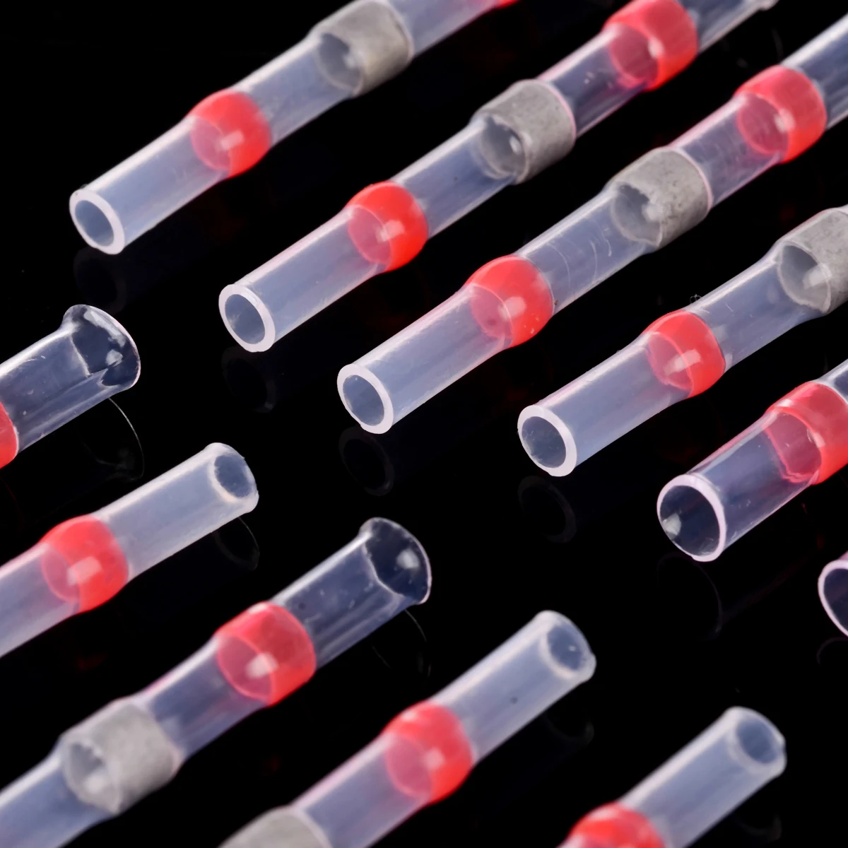 50pcs/set AWG22-18 Red Solder Sleeve Wire Seal Heat Shrink Connectors Terminals Insulated Electrical Butt Wire Connectors