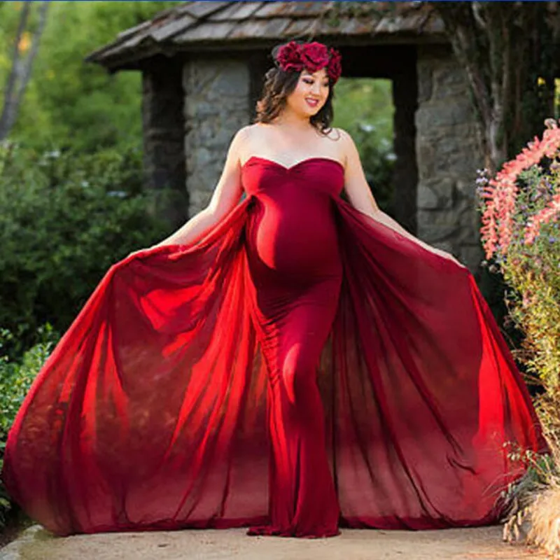 

Summer Maternity Dresses For Photo Shooting Red Pregnancy Maternity Photography Props Sleeveless Formal Evening Dress Vestidos