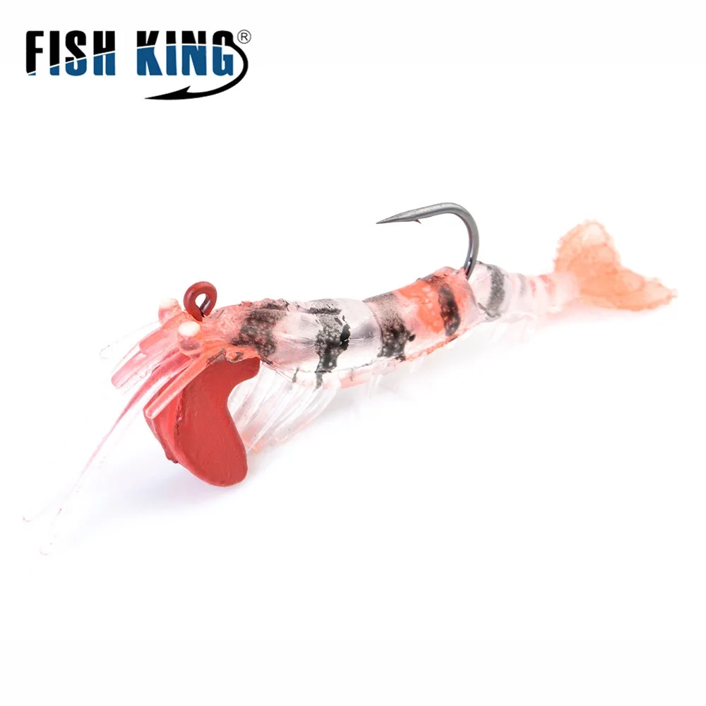 

FISH KING 7g 14.5g Luminous Eye Mini Shrimp Fishing Lures 7cm 10cm Craw Soft Lure Jig Silicone Jigging Fishing Bait