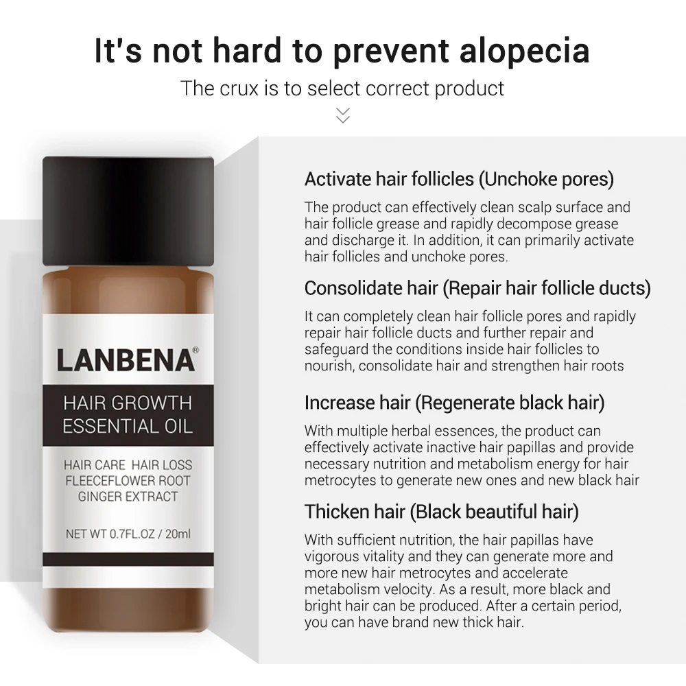 

LANBENA Hair Growth Essence Oil Essential Serum Preventing Baldness Anti Hair Loss Nourishing Enhancing Hair Root Hair Care 3pcs