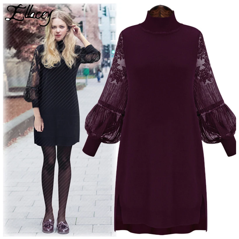 Новое поступление весна осень фонарь длинный рукав платье женское винтажное