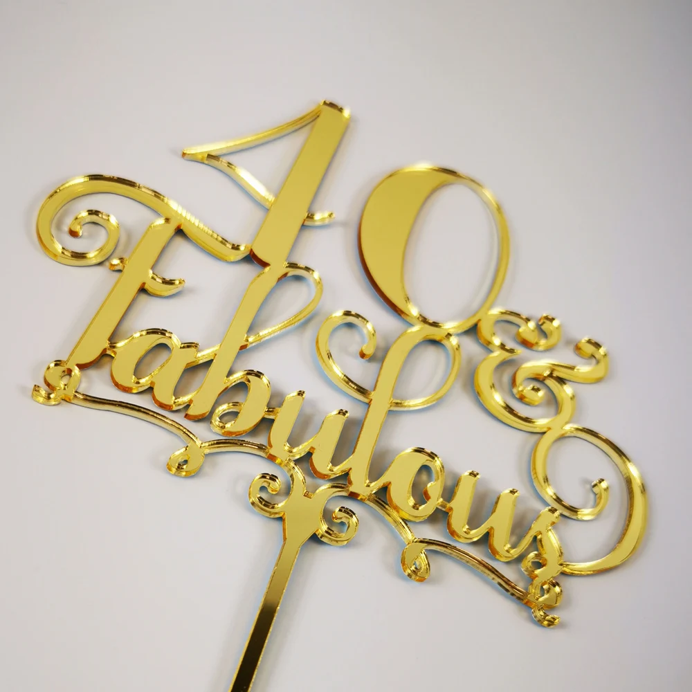 Personalized Happy Birthday Cake Topper custom Fabulous age color Wood Party Decor Supplies | Дом и сад