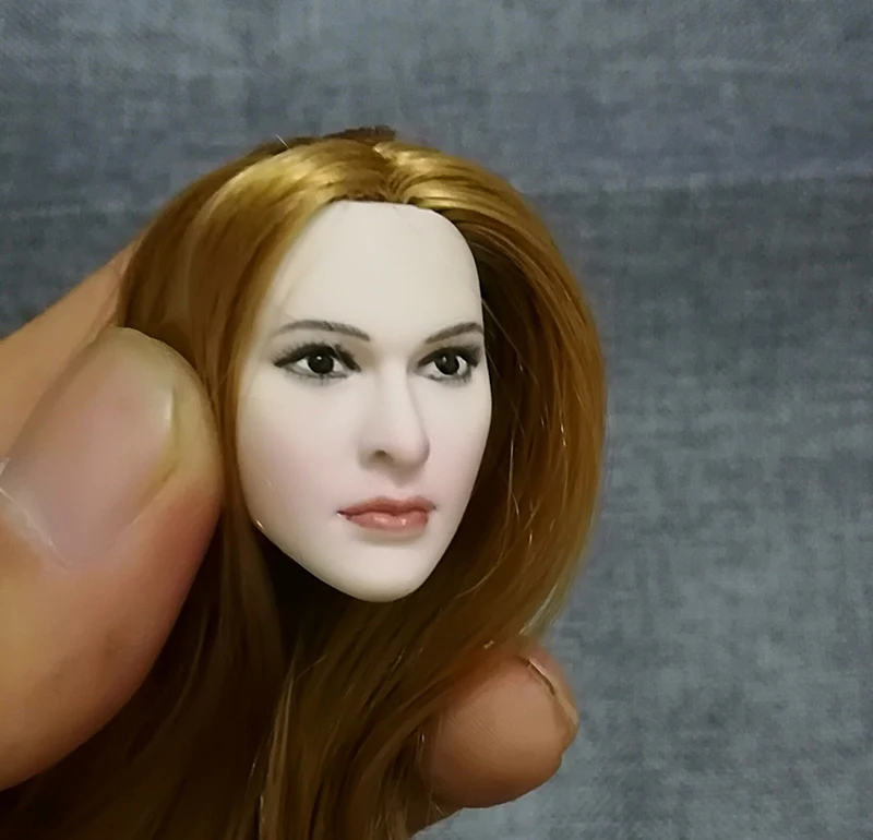 

1/6 Азиатский красота голова резьба лепить с коричневыми длинными волосами для 12 ''фигурки