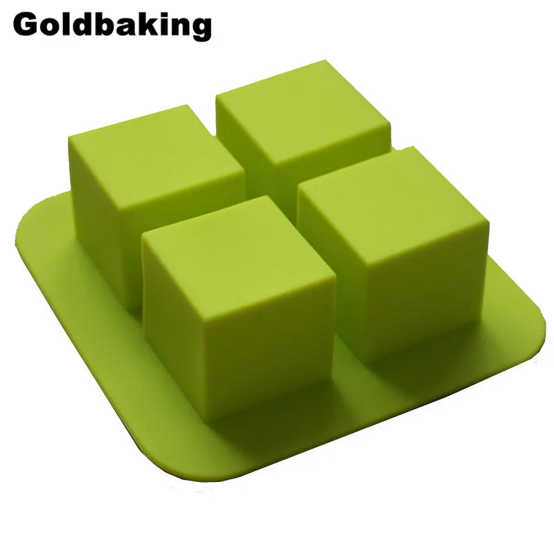 

4-Cavities Silicon Cake Baking Pan Muffin Mold Square Silicone Ice Tray