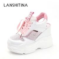 new casual shoes womens flats shoes mesh breathable platform wedge heels shoes 11cm summer sneakers zapatillas deportivas mujer
