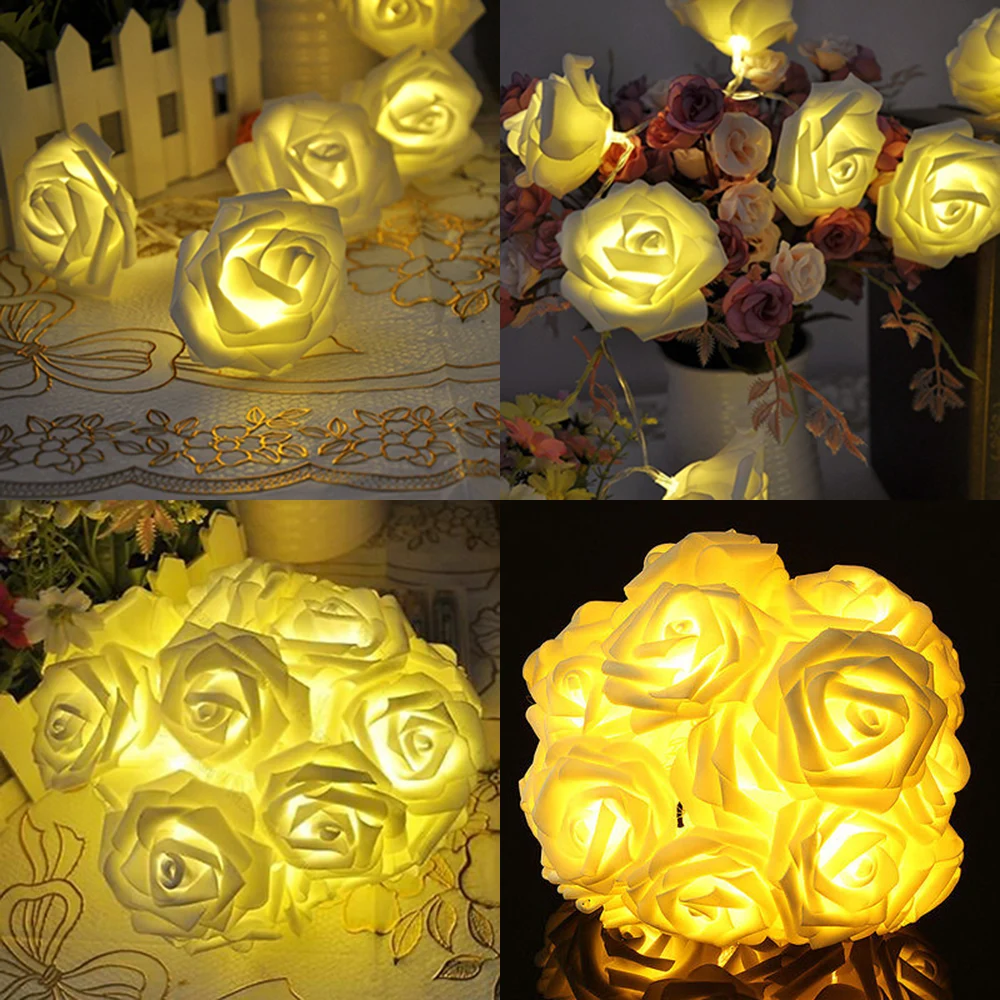Роза 30 СВЕТОДИОДНЫЙ Романтический Цветок Свадьба Теплый Белый Рождество день