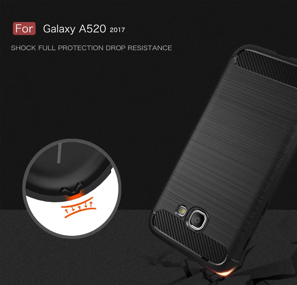 Anyrow Soft TPU Silicone case bumper for Samsung Galaxy A5 2017 cases Carbon Fiber Brushed cover A520 bag |