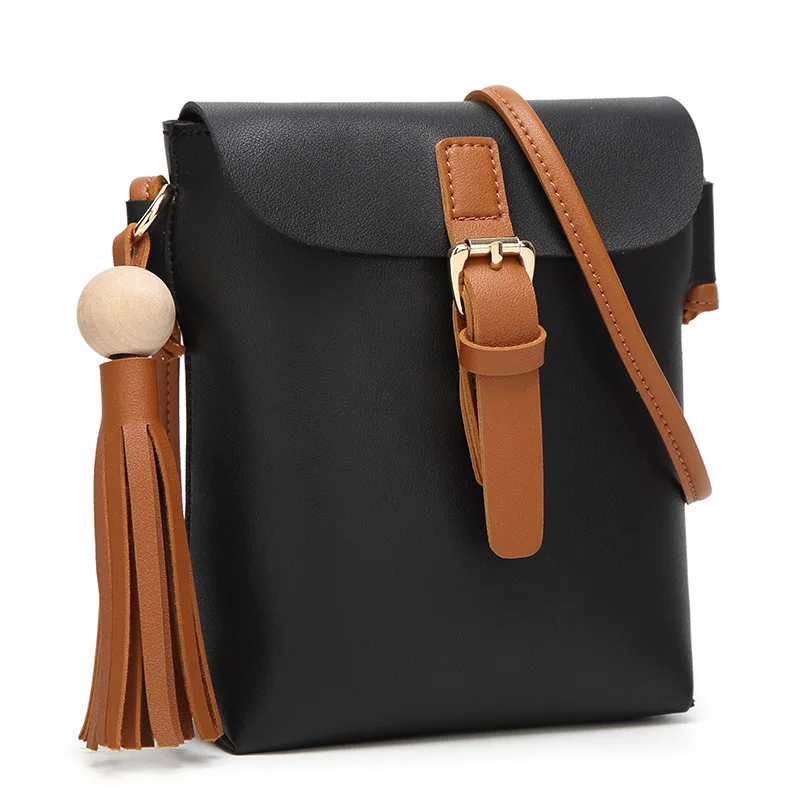 JKBW Vintage Women Shoulder Bags High Quality PU Leather Female Messenger with Tassel Simple Style Lady Crossbody Bag |