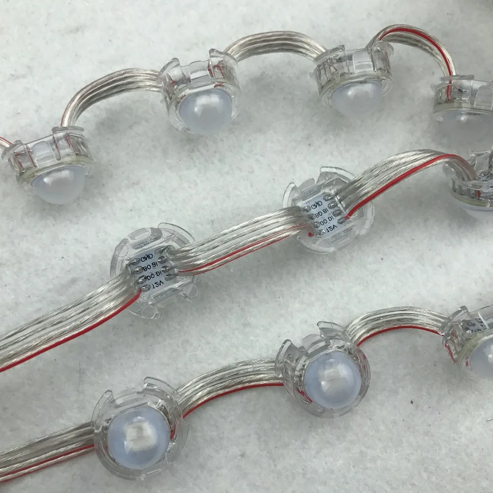 

DC12V WS2815 50pcs 55mm pitch 20mm LED pixel module;clear wire;frosted cover;IP68 rated;RGB addressable full color