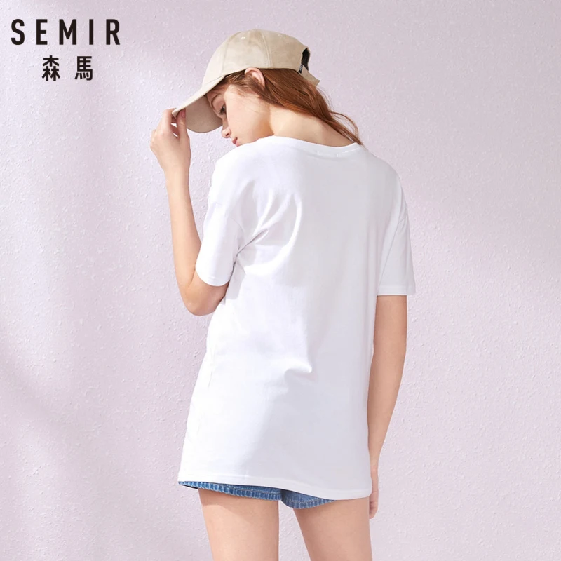 SEMIR футболка с коротким рукавом женская новая свободная тонкая студенческий Хан