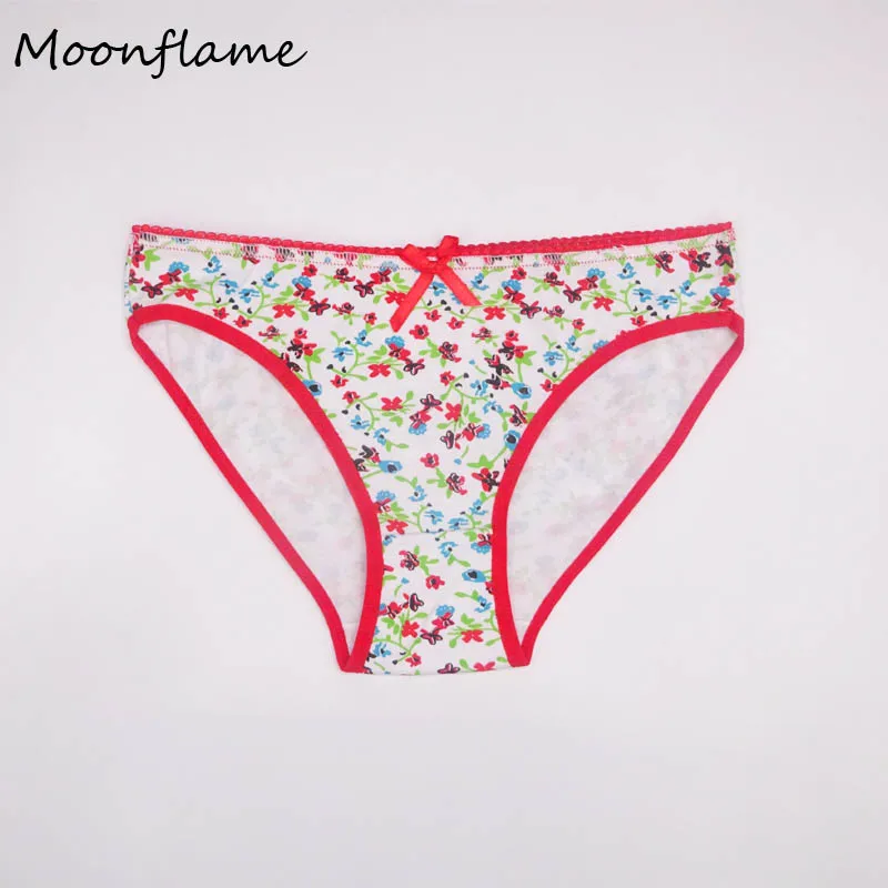 Moonflme 5 шт./лот цветочный принт хлопок женские трусы M L XL 86795